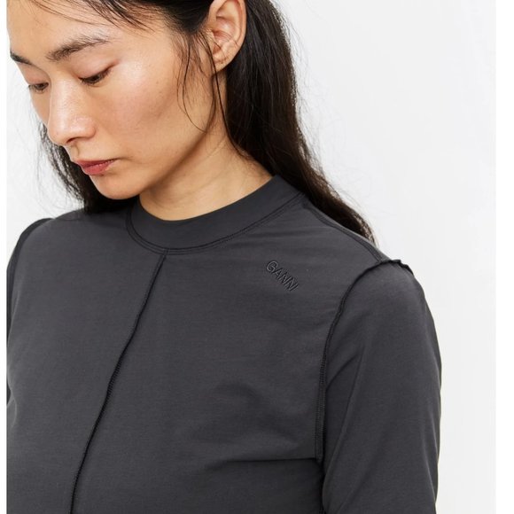 Ganni Light Stretch Jersey Shortsleeve T-Shirt - Phantom~M~NWOT - Picture 6 of 8